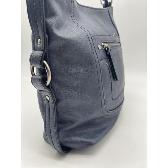 INC INTERNATIONAL CONCEPTS Riverton faux-leather medium hobo shoulder bag -Navy - Picture 3 of 7